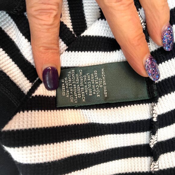 Ralph Lauren Knit Waffle Cotton stripe Hooded Top S - Picture 9 of 12